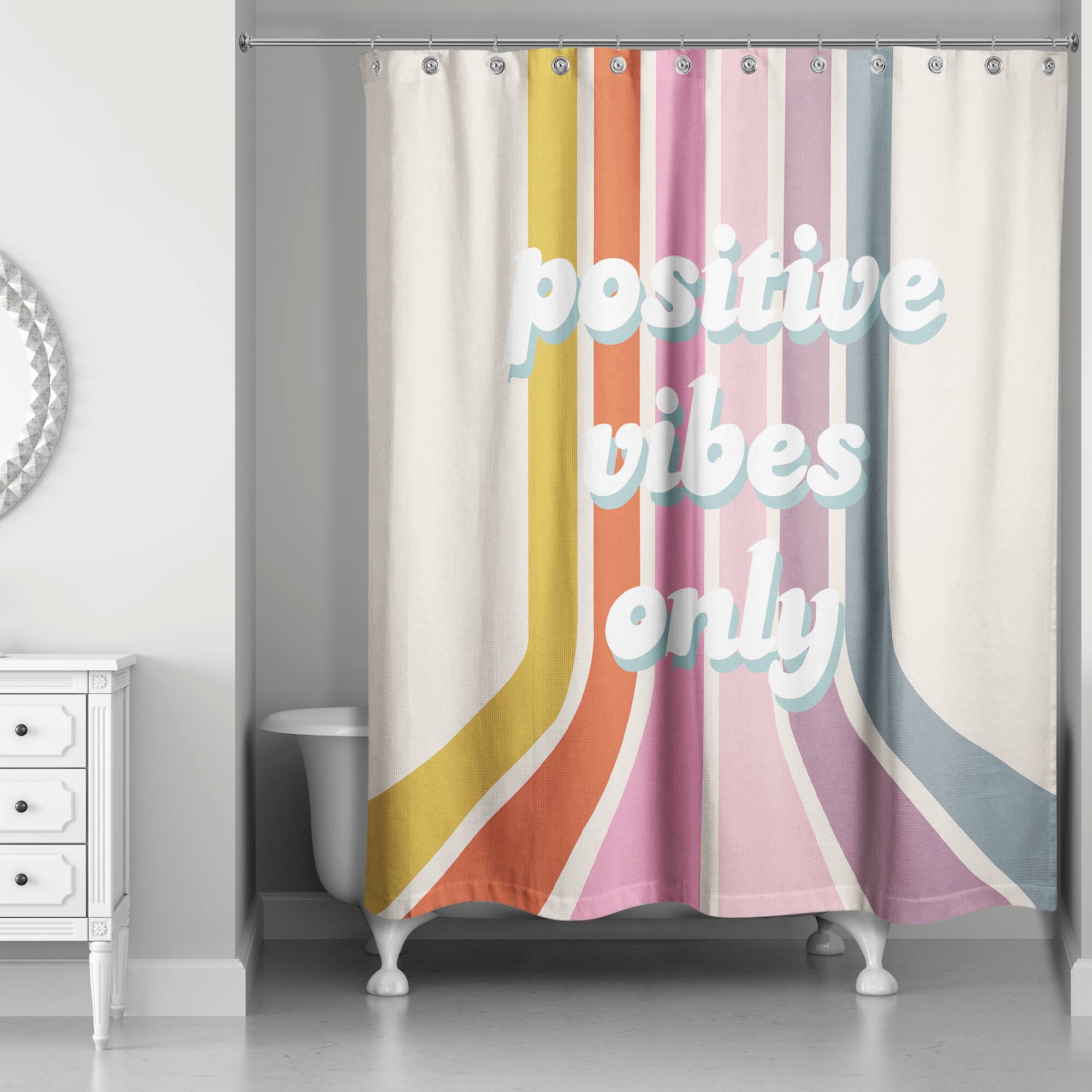 Positive Vibes Only Shower Curtain